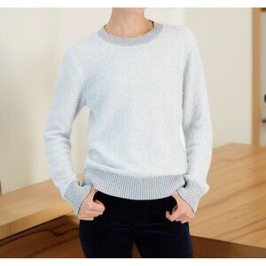 Tommy Hilfiger Womens Metallic Crewneck Sweater Silver Size L Defected